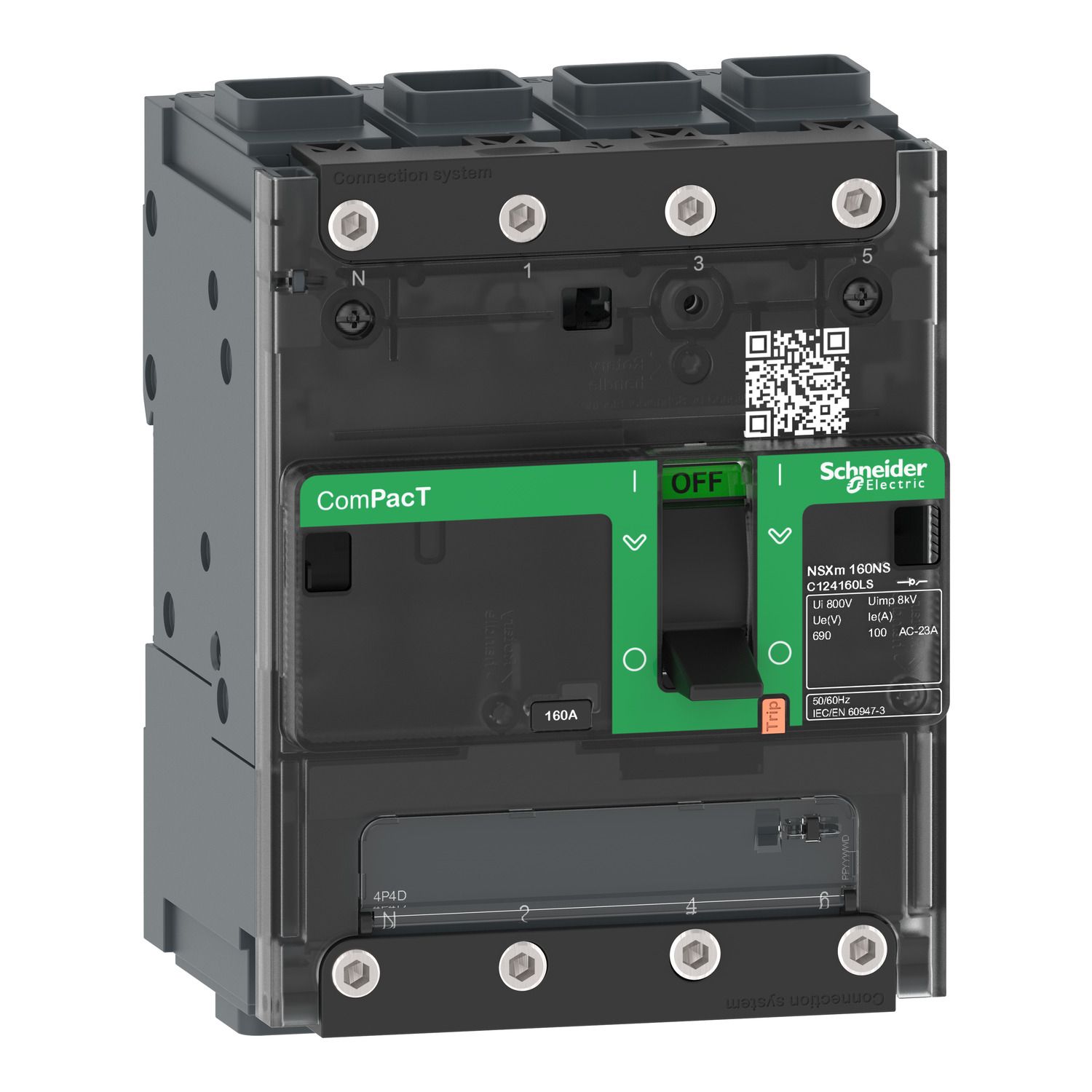 Picture of Switch disconnector, ComPacT NSXm 160NA, 4 poles, thermal current Ith 160A, EverLink lugs