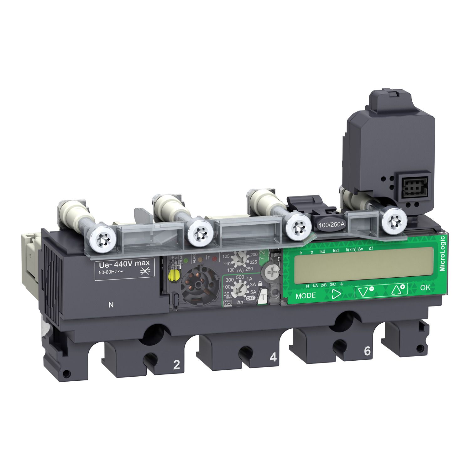 Picture of Trip unit MicroLogic Vigi 7.2E AL, ComPacT NSX160/250, 4P, basic protections, earth leakage alarm, energy meter, 160A