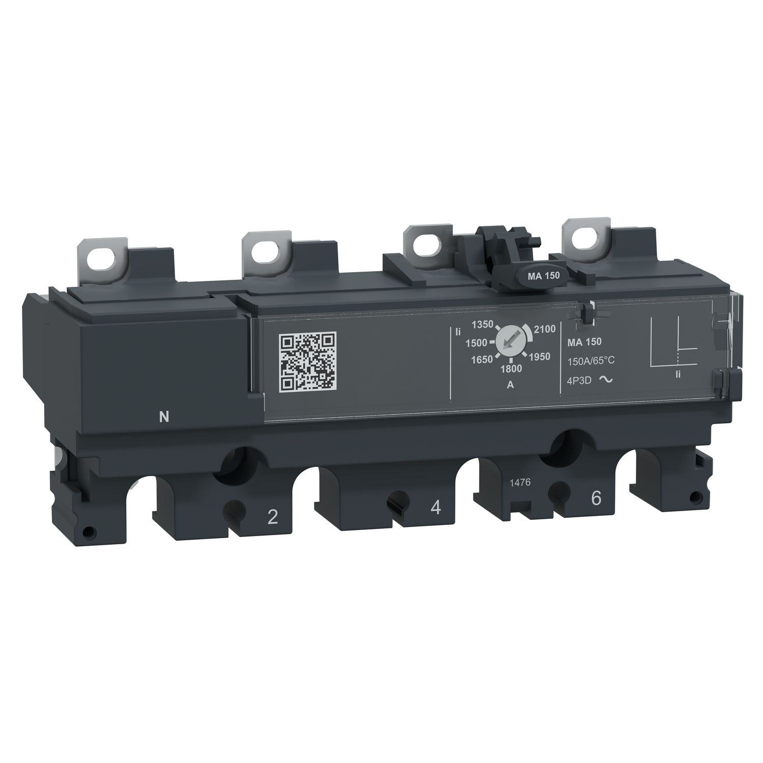 Picture of Trip unit MA150, ComPacT NSX160/250, 4 poles 3D (neutral not protected), magnetic, motor protection, 150A rating
