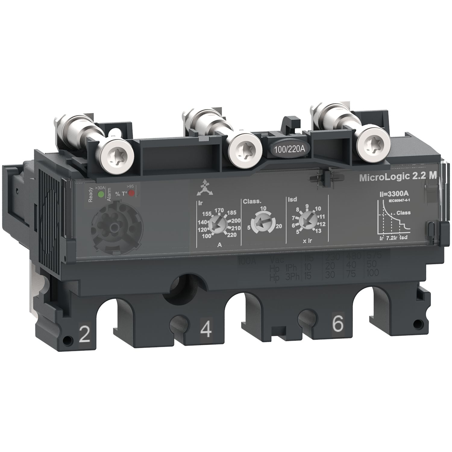 Picture of Trip unit MicroLogic 2.2M, ComPacT NSX250, 3 poles, electronic basic protections, motor protection, 220A rating