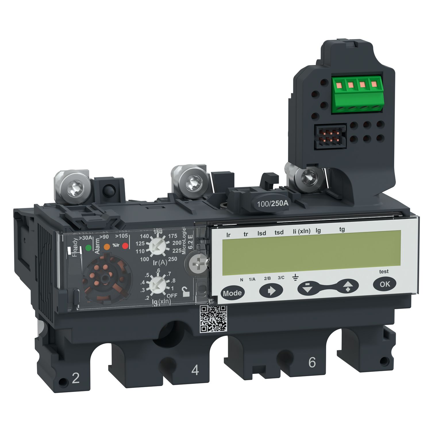 Picture of Trip unit MicroLogic 6.2E, ComPacT NSX250, 3 poles, electronic basic and ground fault protections, energy meter, 250A