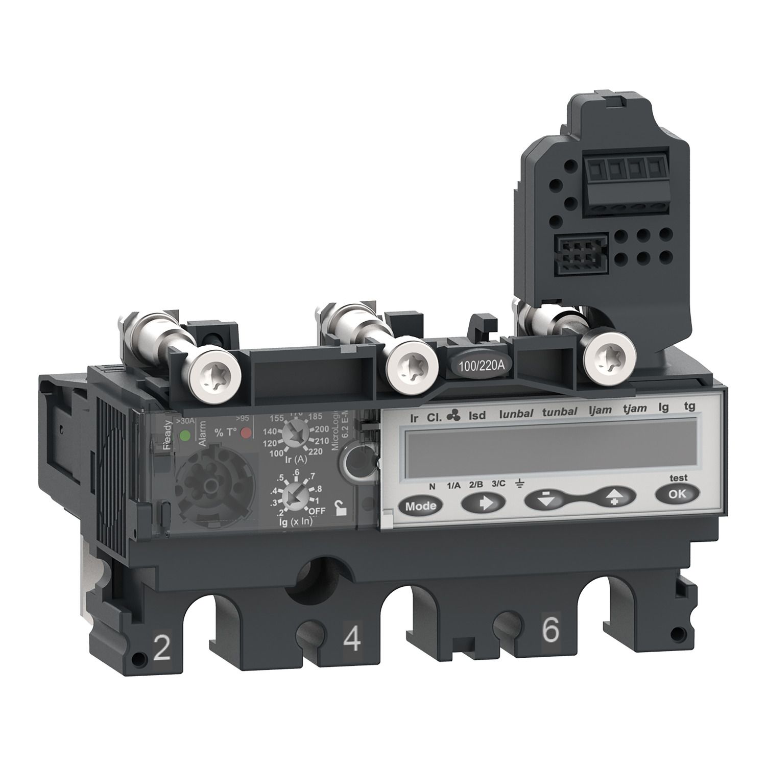 Picture of Trip unit MicroLogic 6.2EM, ComPacT NSX250, 3 poles, basic and ground fault protections, motor, energy meter, 220A
