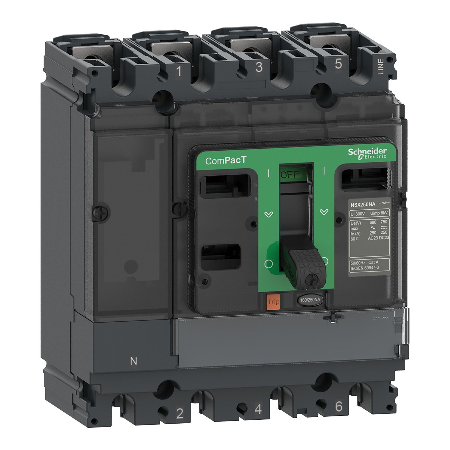 Picture of Switch disconnector, ComPacT NSX250NA, 4 poles, fixed, thermal current Ith 250A