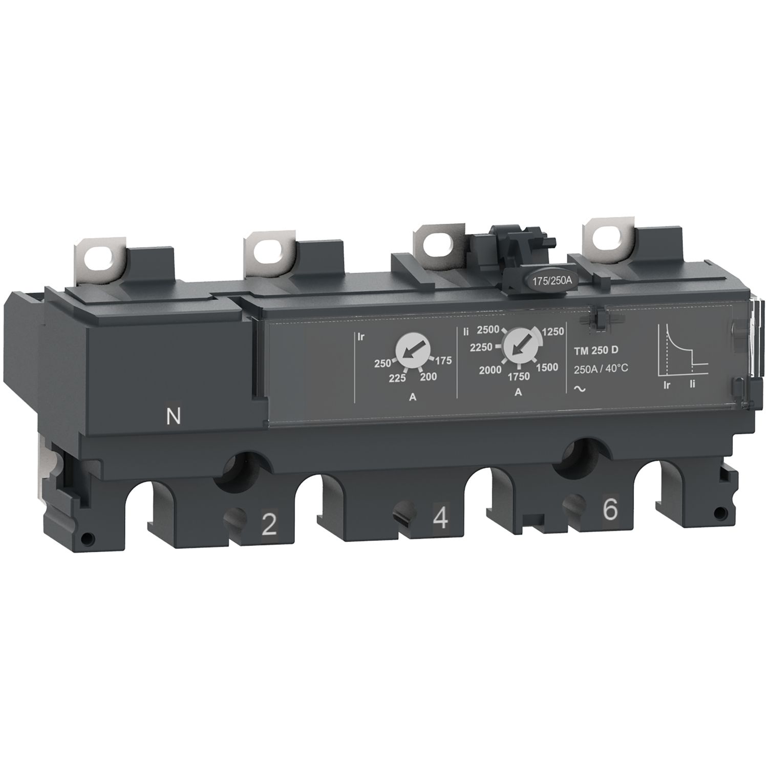Picture of Trip unit TM250D, ComPacT NSX250, 4 poles 4D (neutral fully protected), thermal magnetic protections, 250A rating