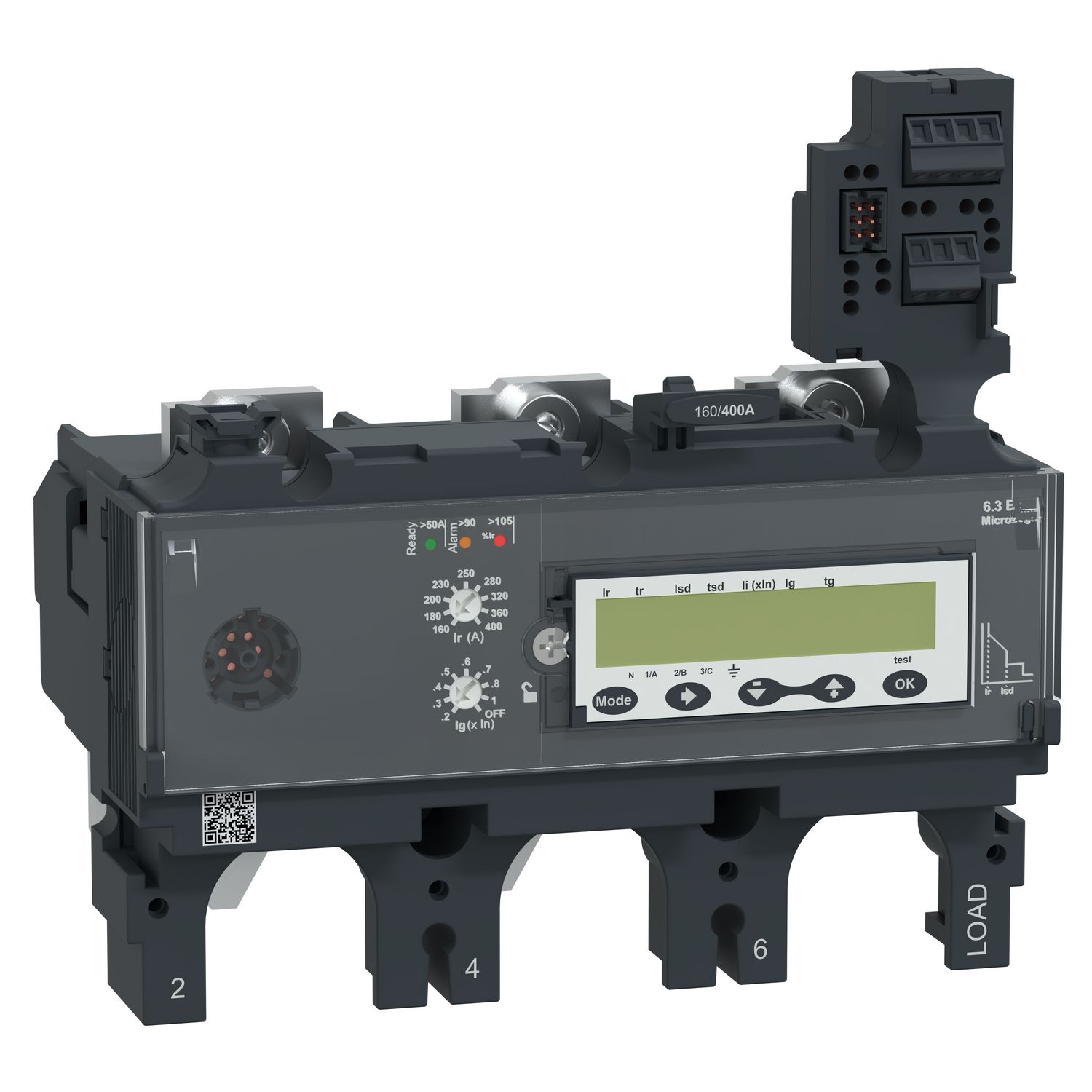 Picture of Trip unit MicroLogic 6.3E, ComPacT NSX400/630, 3 poles, basic and ground fault protections, energy meter, 400A rating