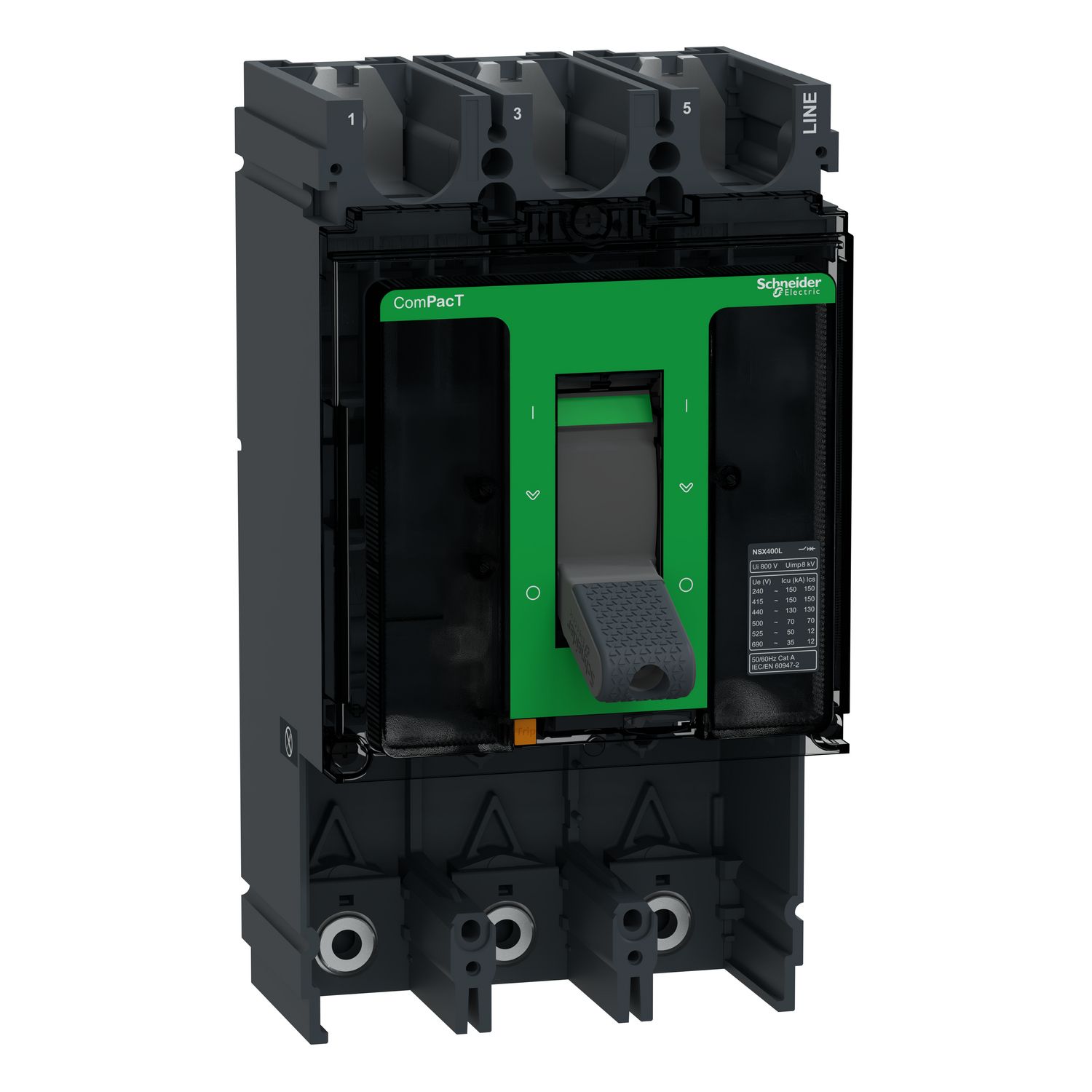 Picture of Circuit breaker basic frame, ComPacT NSX400L, 150kA/415VAC, 3 poles, 400A frame rating, without trip unit