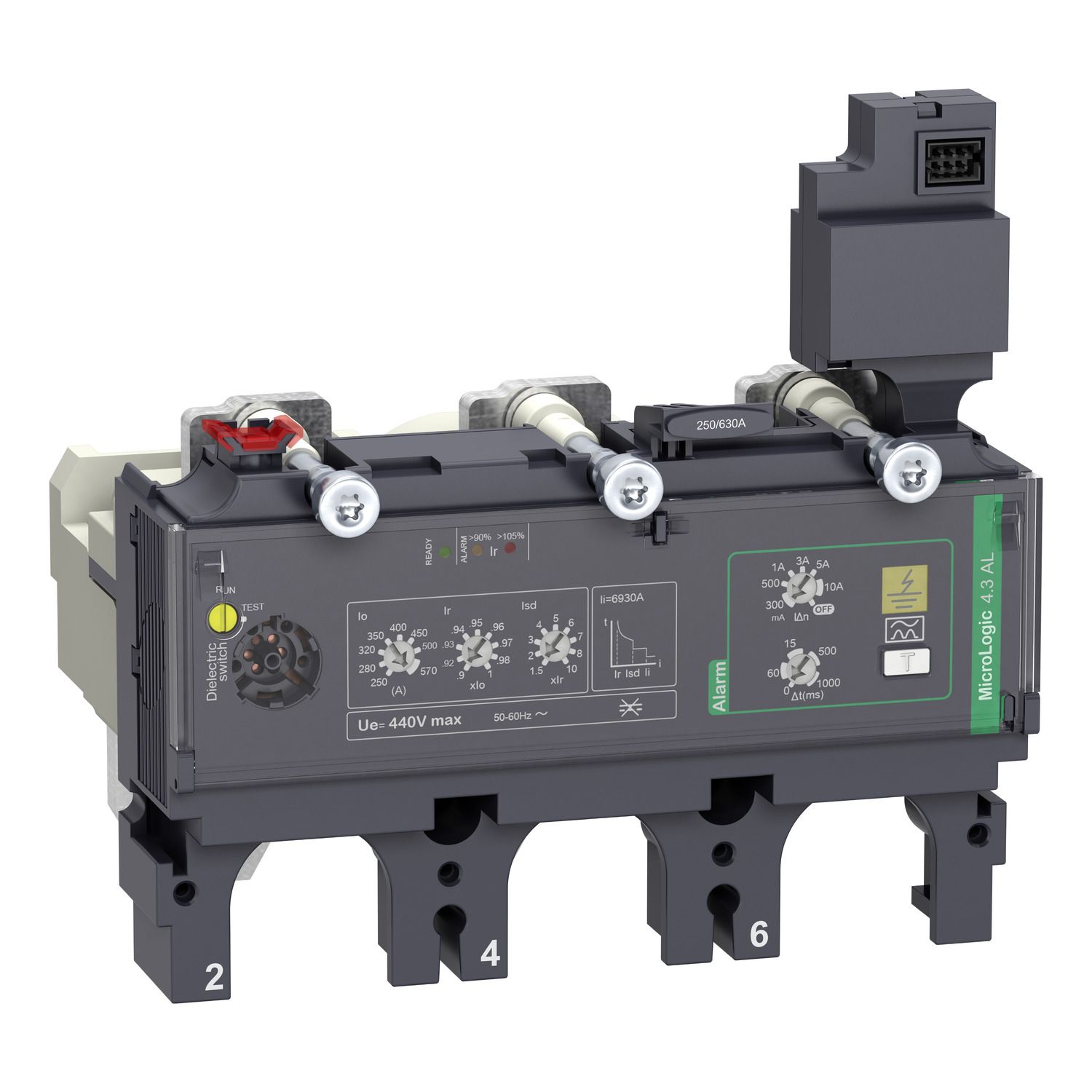 Picture of Trip unit MicroLogic Vigi 4.3AL, ComPacT NSX630, 3 poles, electronic basic protections, earth leakage alarm, 570A
