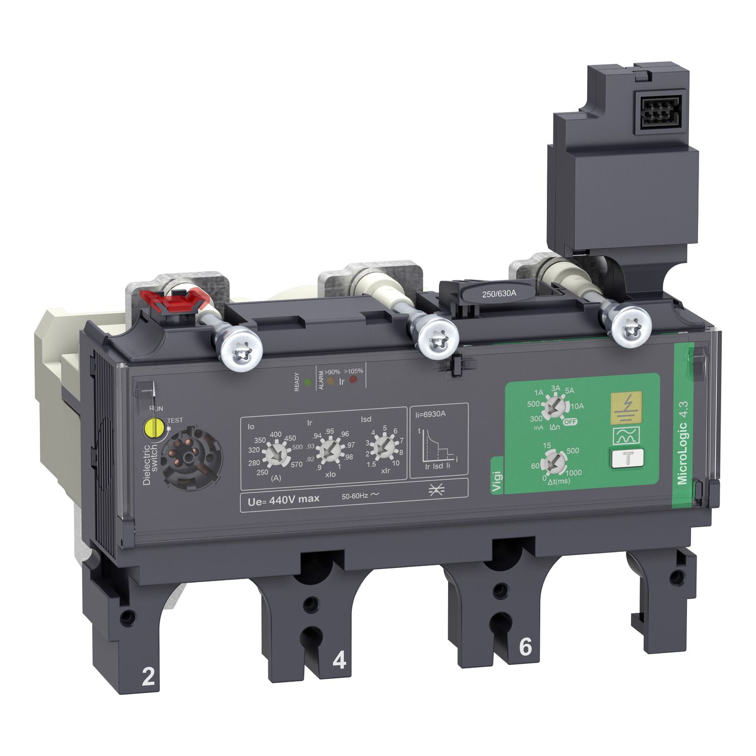 Picture of Trip unit MicroLogic Vigi 4.3, ComPacT NSX630, 3 poles, electronic basic and earth leakage protections, 570A rating