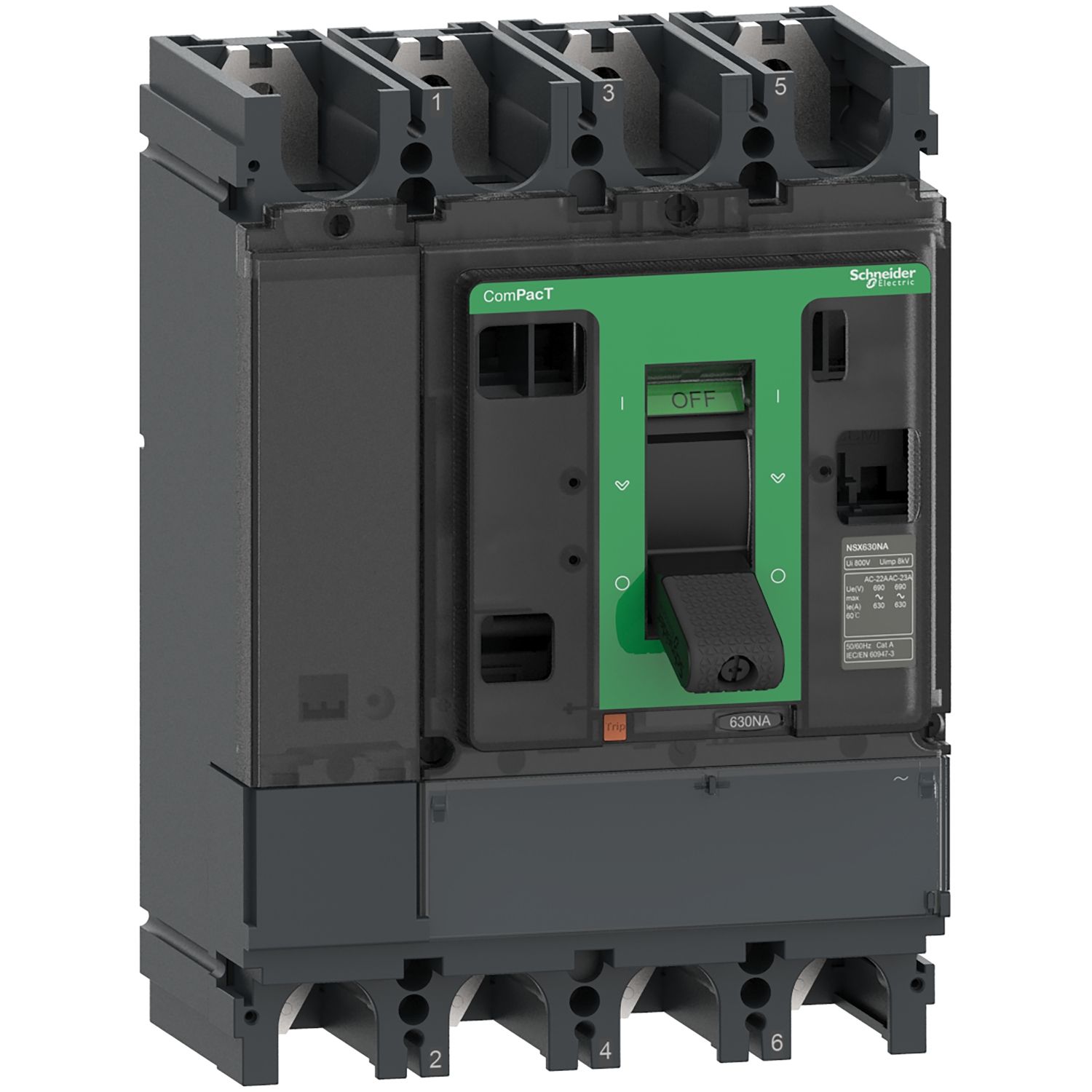 Picture of Switch disconnector, ComPacT NSX630NA, 4 poles, fixed, thermal current Ith 630A