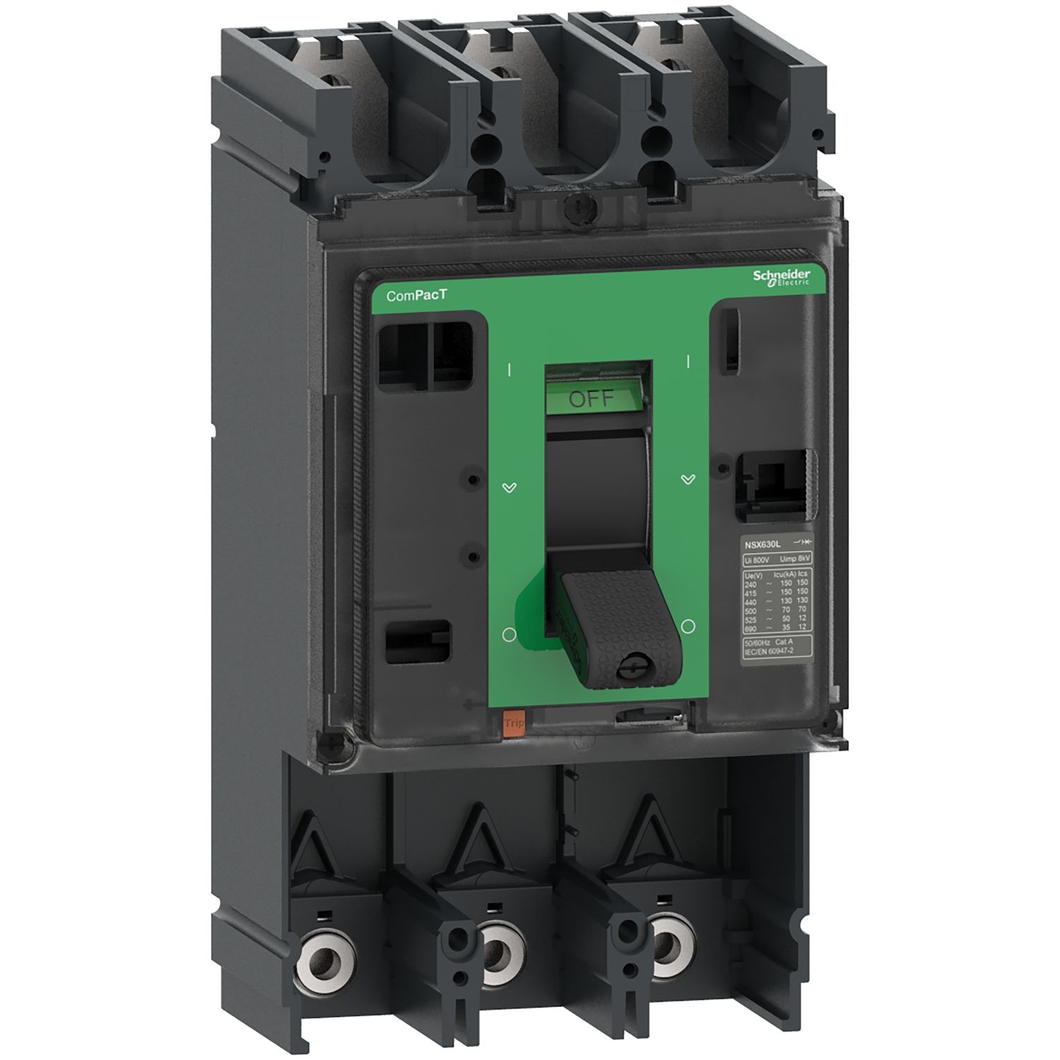 Picture of Circuit breaker basic frame, ComPacT NSX630L, 150kA/415VAC, 3 poles, 630A frame rating, without trip unit
