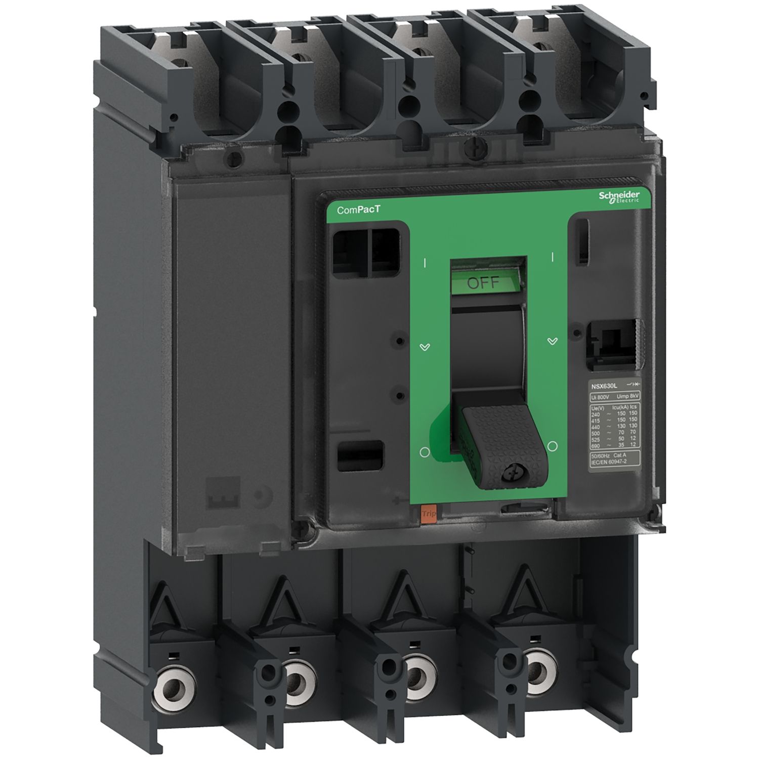 Picture of Circuit breaker basic frame, ComPacT NSX630L, 150kA/415VAC, 4 poles, 630A frame rating, without trip unit
