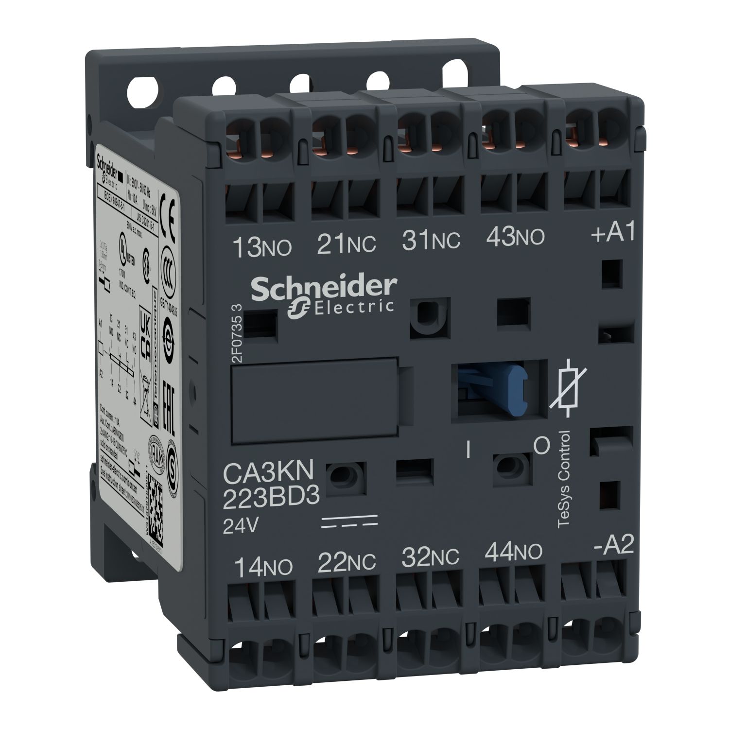 Picture of Control Relay, TeSys K, 4P(2NO+2NC), 690V, 24V DC coil,spring terminal