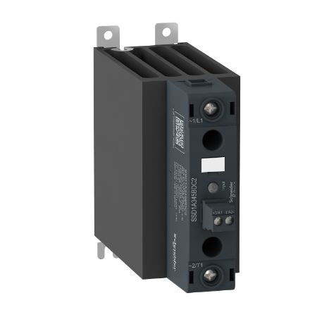 Picture of DIN rail mount, Harmony Solid State Relays, 60A, zero Voltage switching, contactor configuration screw input, input 4 to 32V DC, output 48 to 600V AC