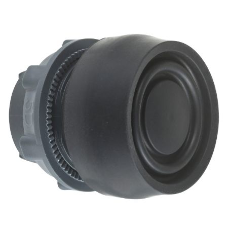 Picture of Harmony XB5, Push button head, plastic, flush, black, 22mm, spring return, coloured boot, unmarked