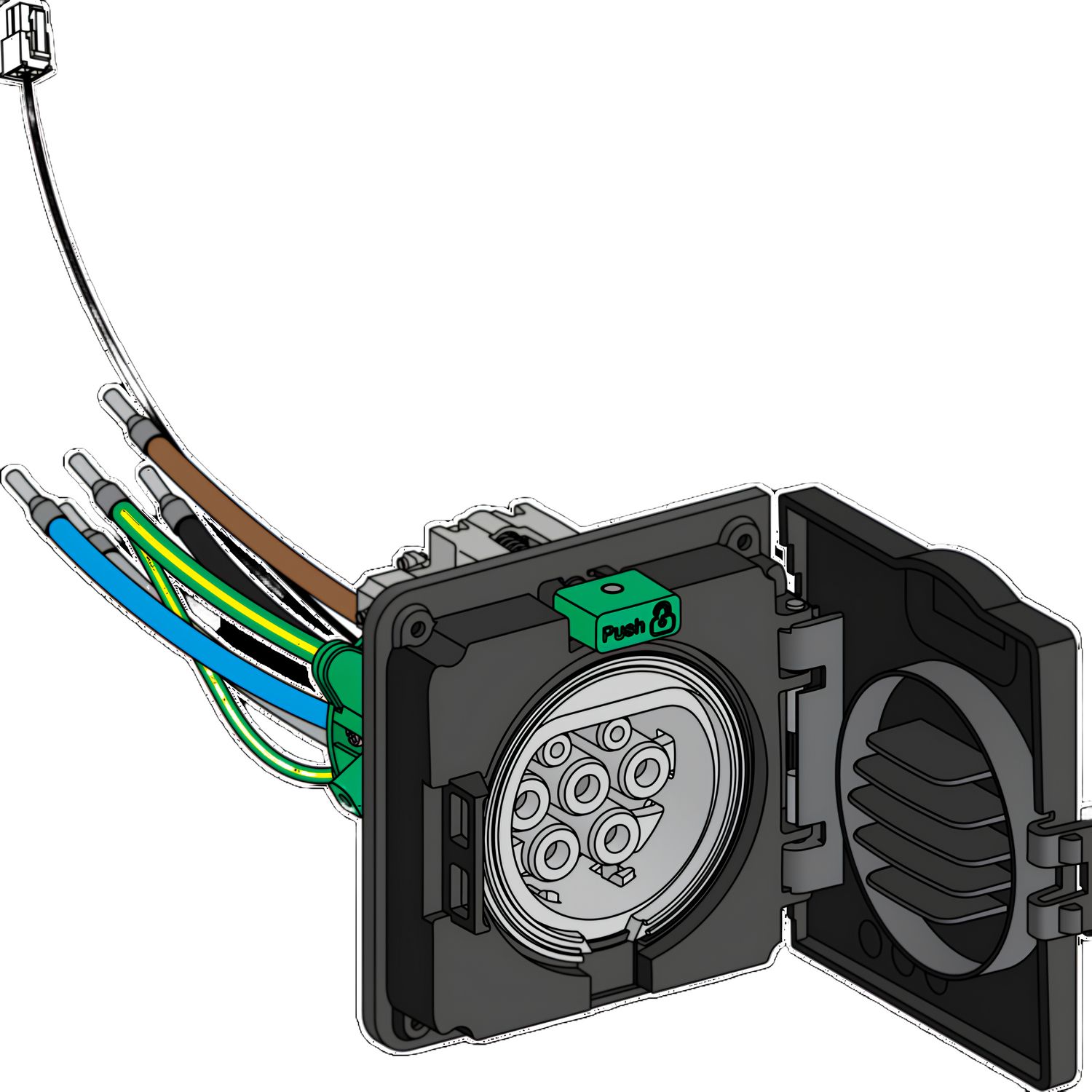 Picture of T2S socket-outlet subassembly 1-Ph IEC - Wallbox spare part