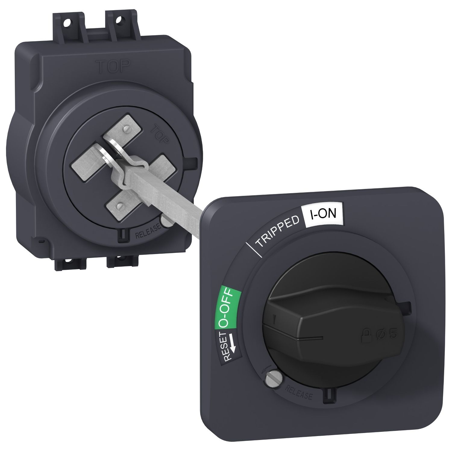 Picture of extended rotary handle, EasyPact EZC100, EasyPact CVS100BS, black handle, black front plate