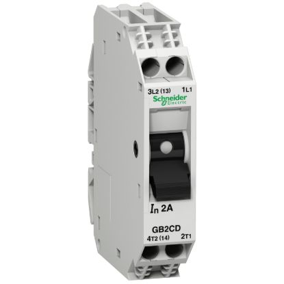 Picture of Circuit breaker, TeSys GB2, 1P+N, 4A, Icu 3kA at 240V, Thermal magnetic, DIN rail mounted