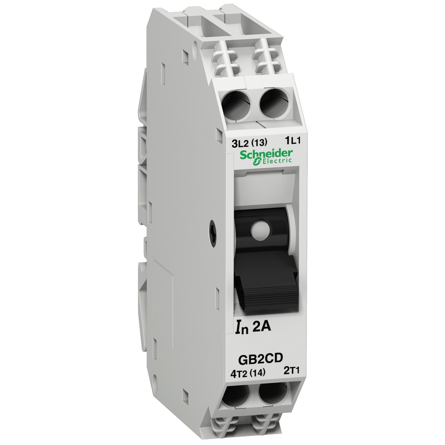 Picture of Circuit breaker, TeSys GB2, 1P+N, 10A, Icu 1.5kA at 240V, Thermal magnetic, DIN rail mounted