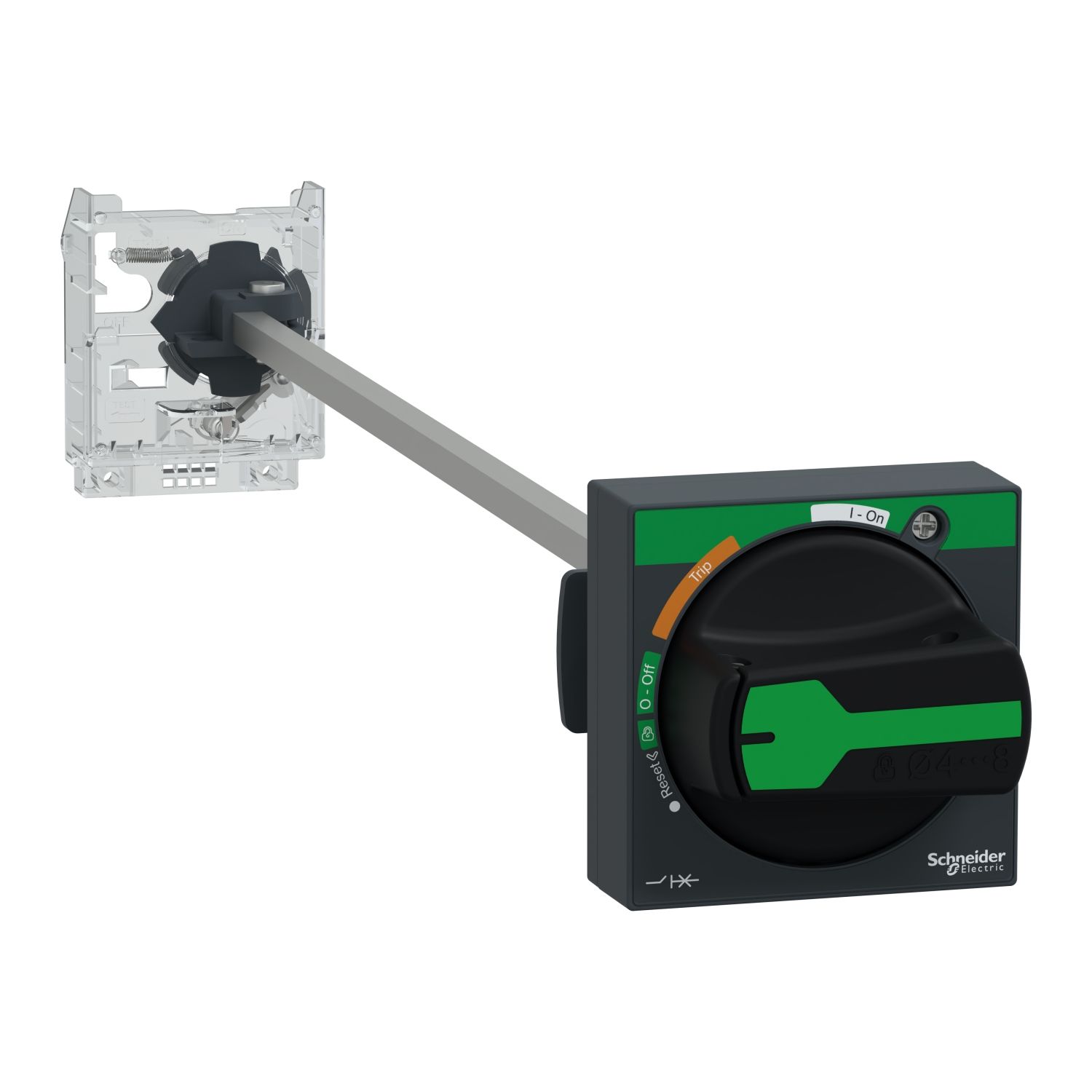 Picture of Extended rotary handle kit, TeSys GV2, TeSys Deca, IP54, black handle, with trip indication, for GV2L-GV2P