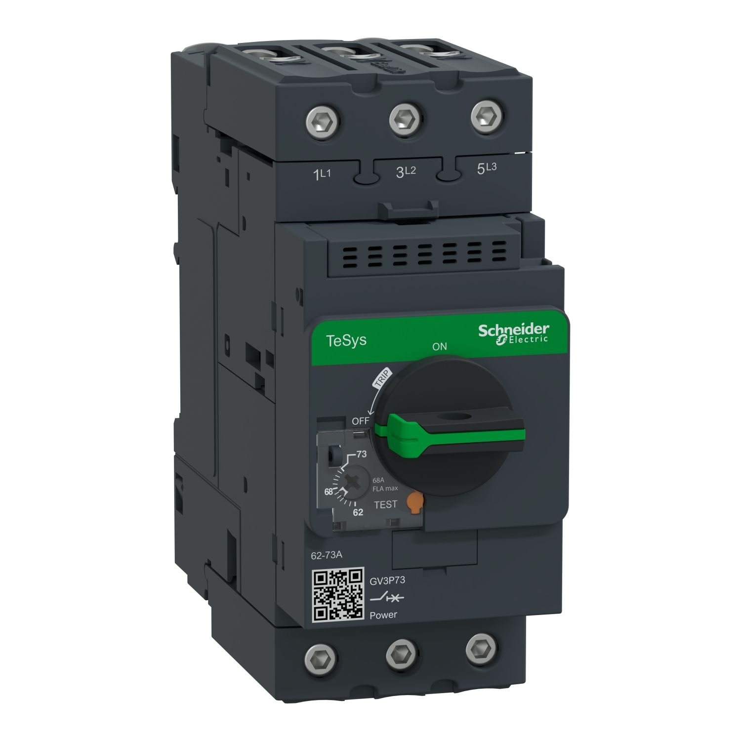 Picture of Motor circuit breaker,TeSys Deca frame 3,3P,62-73A,thermal magnetic,EverLink terminals