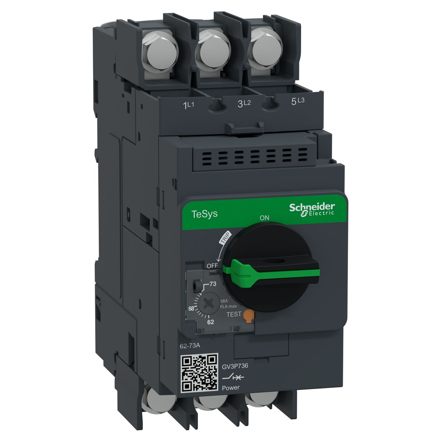 Picture of Motor circuit breaker,TeSys Deca frame 3,3P,62-73A,thermal magnetic,lugs terminals