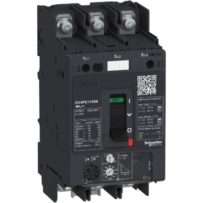 Picture of Motor circuit breaker, TeSys GV4, TeSys GV4, 3P, 115A, Icu 25kA, thermal magnetic, lugs terminals