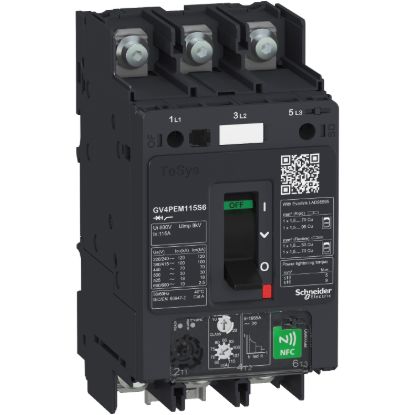 Picture of Motor circuit breaker, TeSys GV4, TeSys GV4, 3P, 3.5A, Icu 50kA, thermal magnetic multifunction, lugs terminals