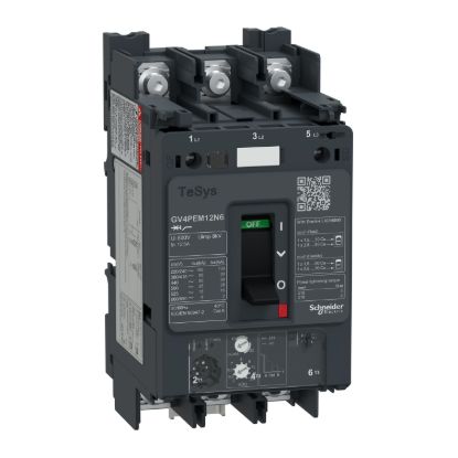 Picture of Motor circuit breaker, TeSys GV4, TeSys GV4, 3P, 12.5A, Icu 50kA, thermal magnetic multifunction, lugs terminals