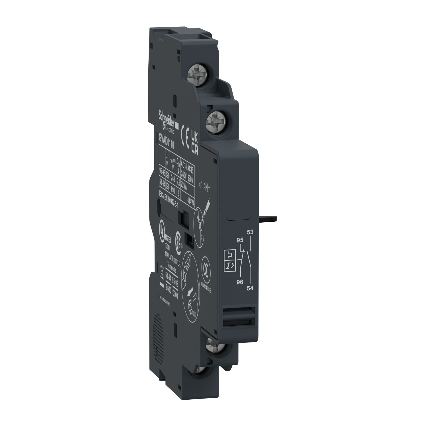 Picture of TeSys Deca, TeSys GV2, auxiliary contact, 1 NO + 1 NC (fault)