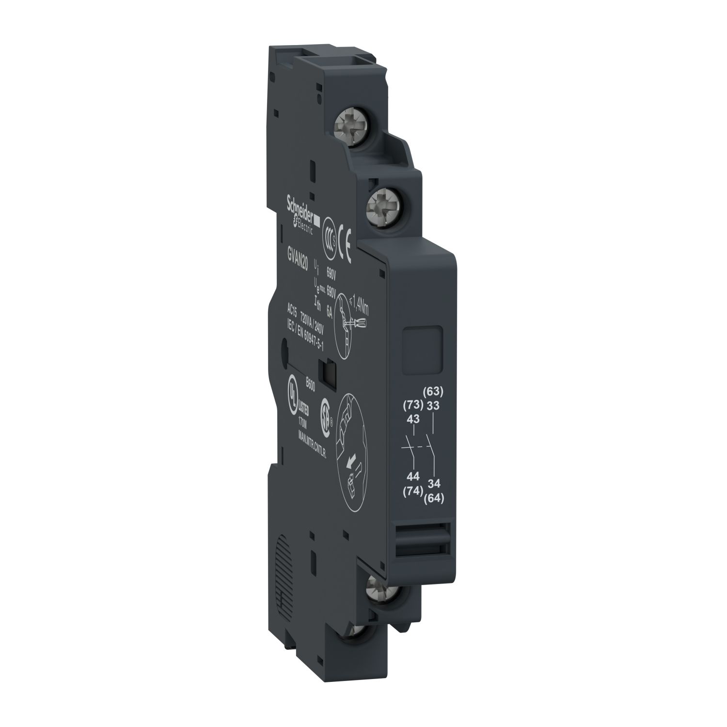 Picture of Auxiliary contact block, TeSys GV2, 2 NO