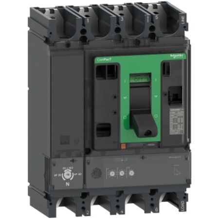Picture of Circuit breaker, ComPacT NSX400HB2, 100kA/690VAC, 4 poles, MicroLogic 2.3 trip unit 250A