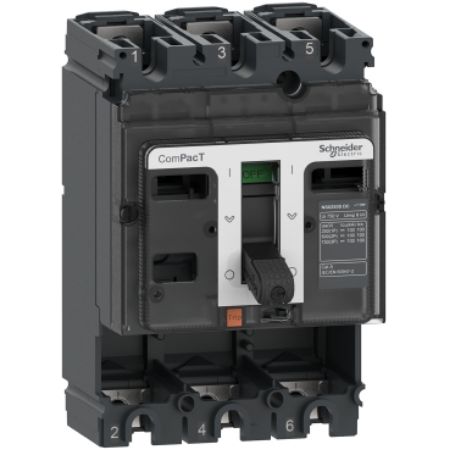 Picture of Circuit breaker basic frame, ComPacT NSX100S DC, 100kA/750VDC, 3 poles, 100A frame rating, without trip unit