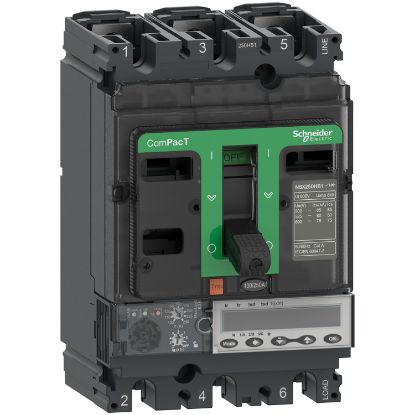 Picture of Circuit breaker, ComPacT NSX100HB2, 100kA/690VAC, 4 poles, MicroLogic 6.2E trip unit 100A
