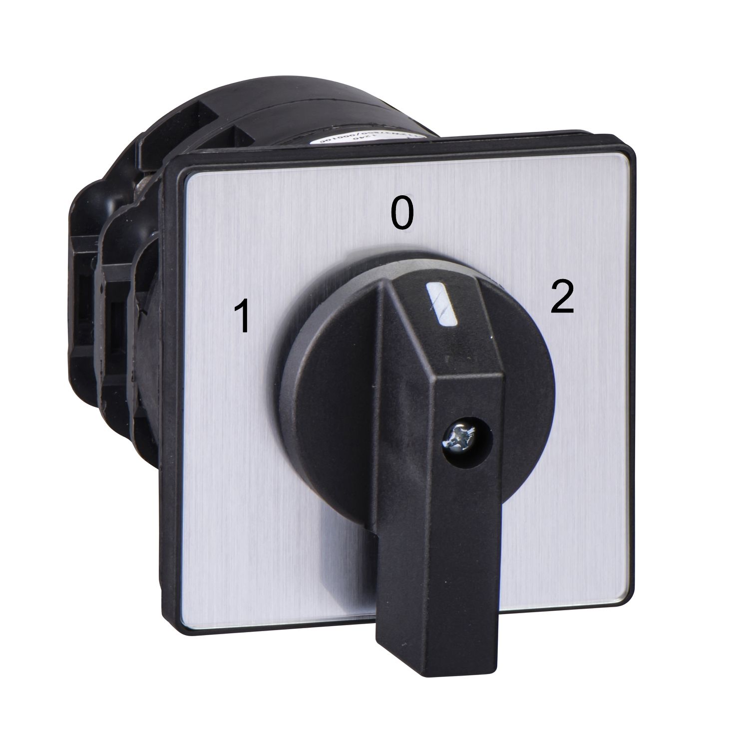 Picture of Cam changeover switch, Harmony K, front mounting, plastic, 4 poles, position 0, 60 degree, 115A, 88x88mm, marked 1/0/2