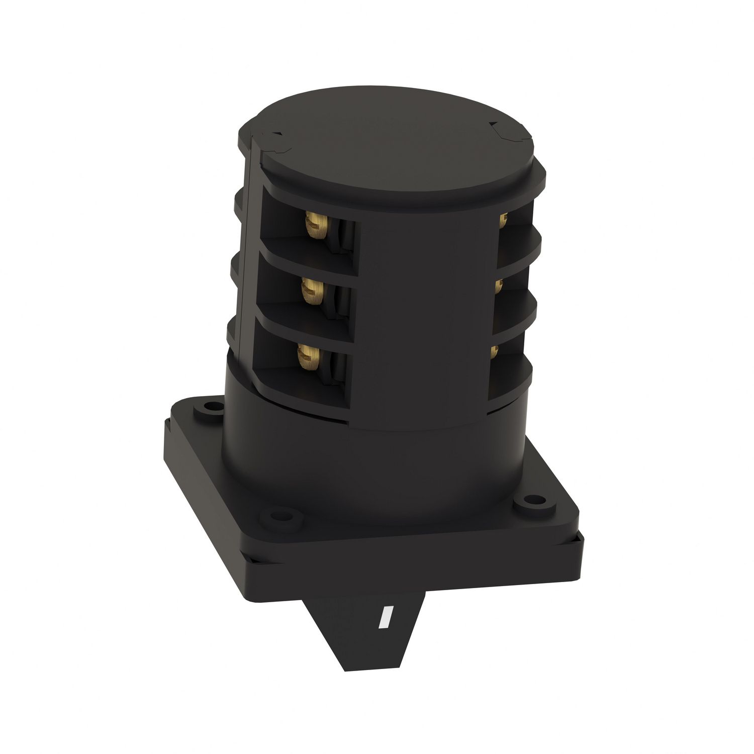 Picture of Complete cam switch, Harmony K1, K2, cam changeover switch, front mounting, plastic, 3 poles, 30degrees, 32A, 64x64mm, marked 1 2