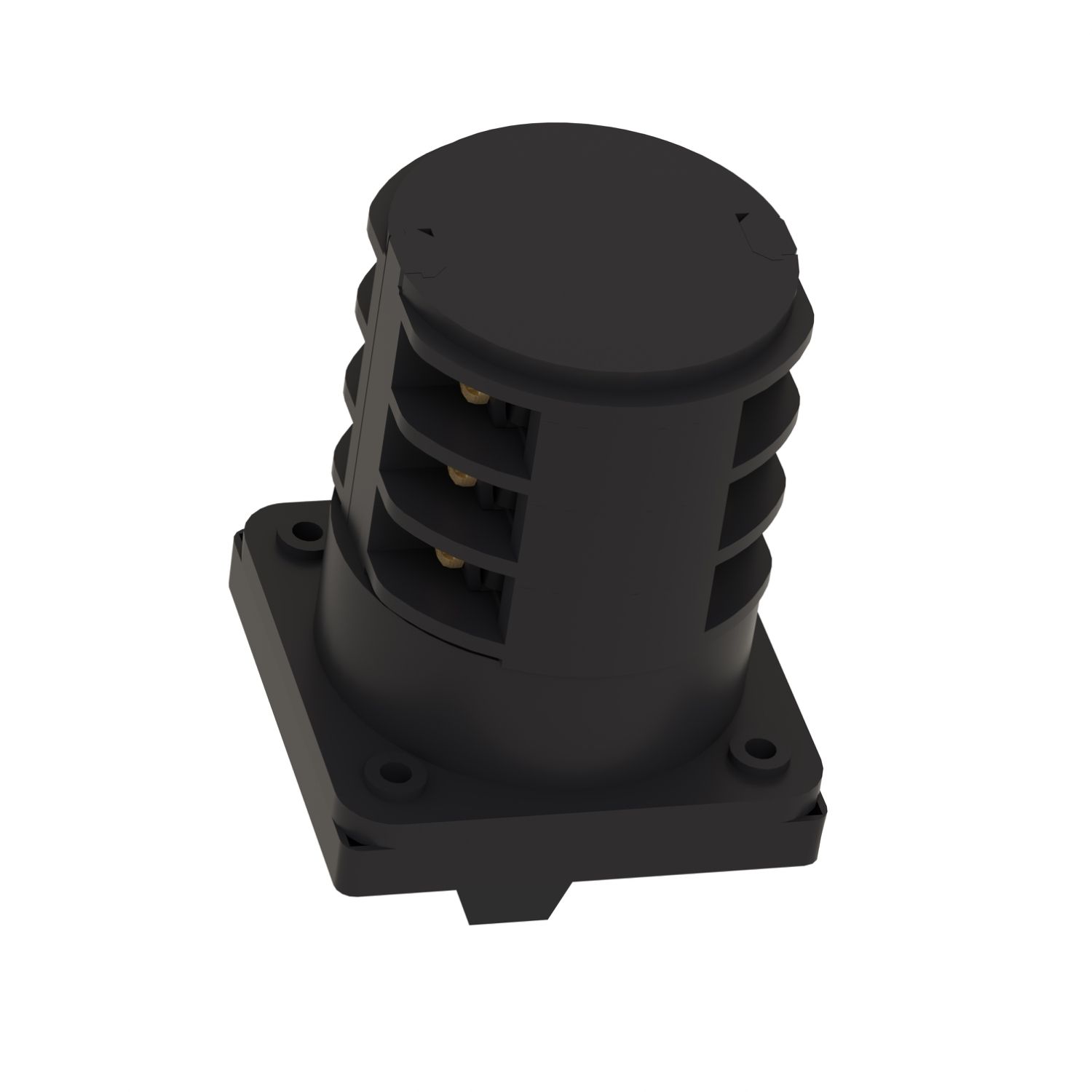 Picture of Complete cam switch, Harmony K1, K2, cam changeover switch, front mounting, plastic, 3 poles, 30degrees, 32A, 64x64mm, marked 1 2