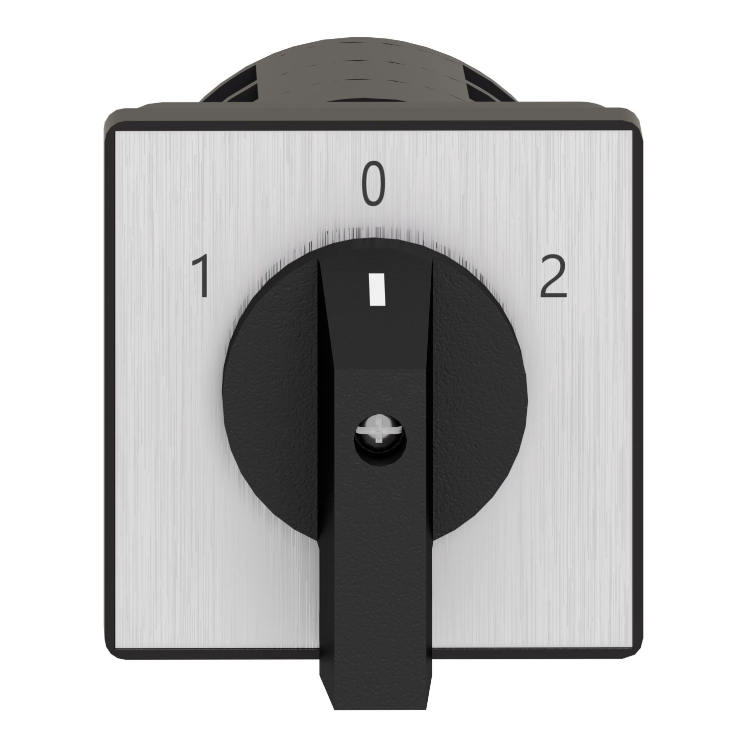 Picture of Complete cam switch, Harmony K1, K2, cam changeover switch, front mounting, plastic, 4 poles, position 0, 60degrees, 63A, 64x64mm, marked 1 0 2