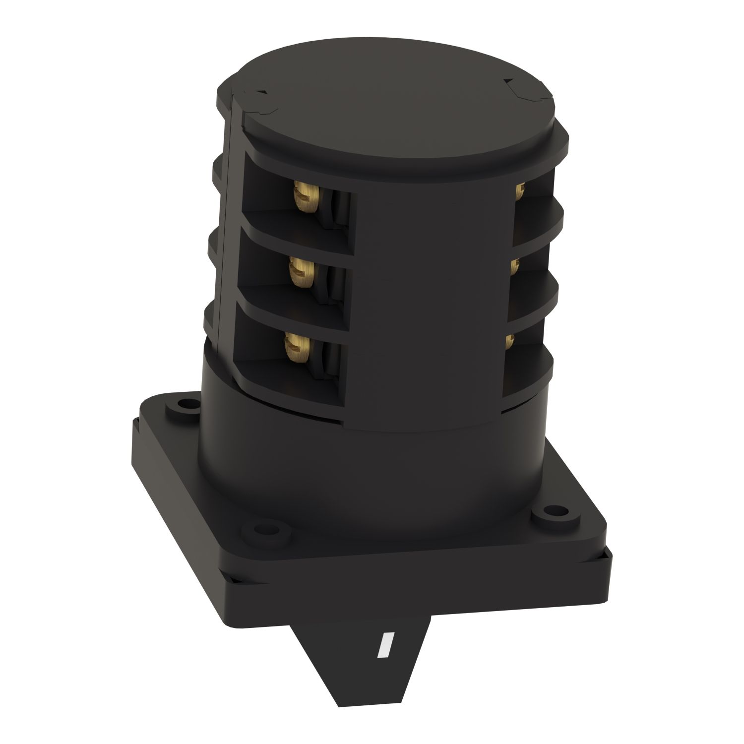 Picture of Complete cam switch, Harmony K1, K2, cam changeover switch, front mounting, plastic, 4 poles, position 0, 60degrees, 63A, 64x64mm, marked 1 0 2