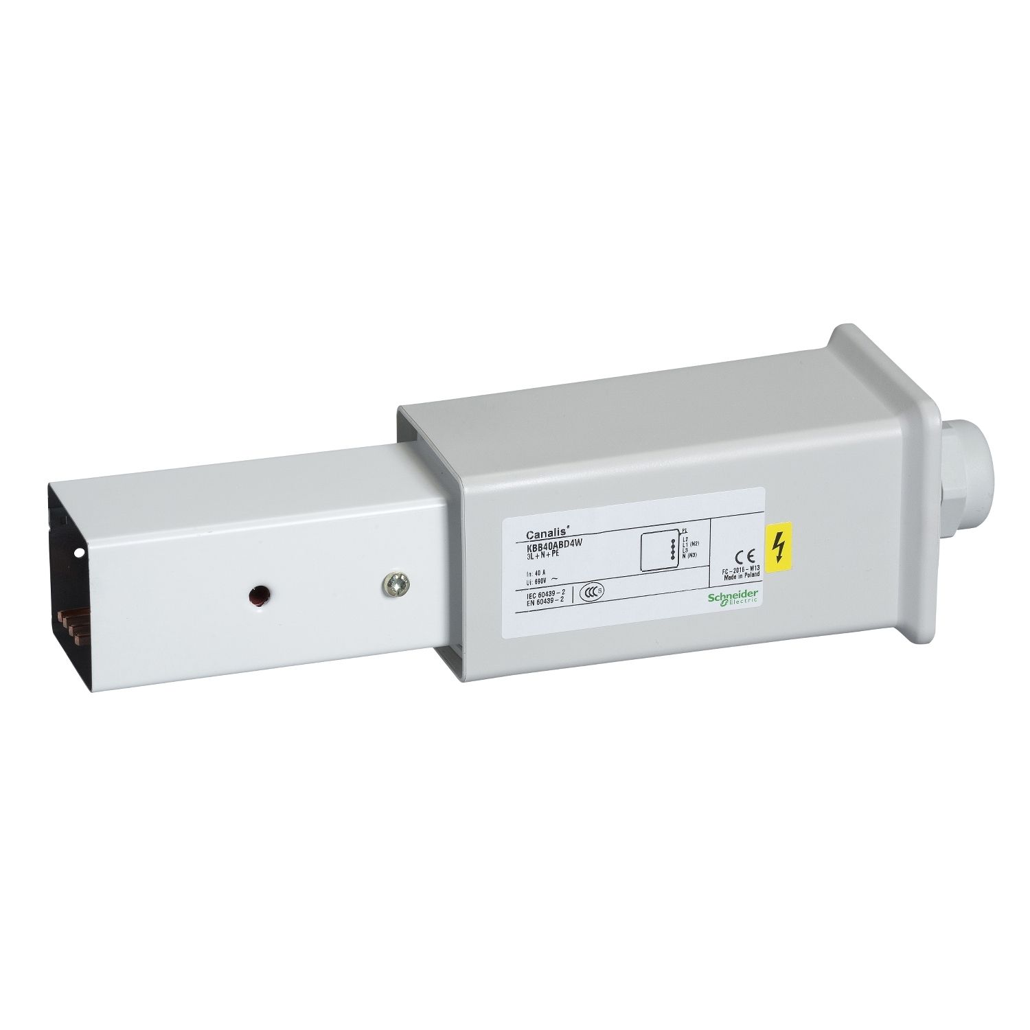 Picture of End feed unit, Canalis KBB, 40A, right mounting, 1 circuit, compatible DALI, white RAL9003