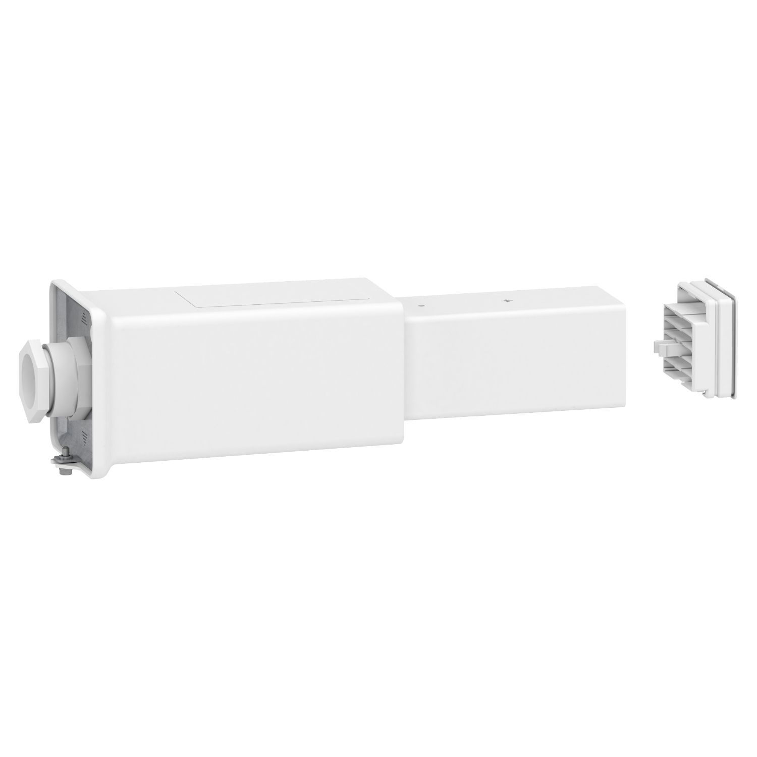 Picture of End feed unit, Canalis KBB, 40A, left mounting, 1 circuit, 3L+N+PE, with optional remote control circuit, RAL9003