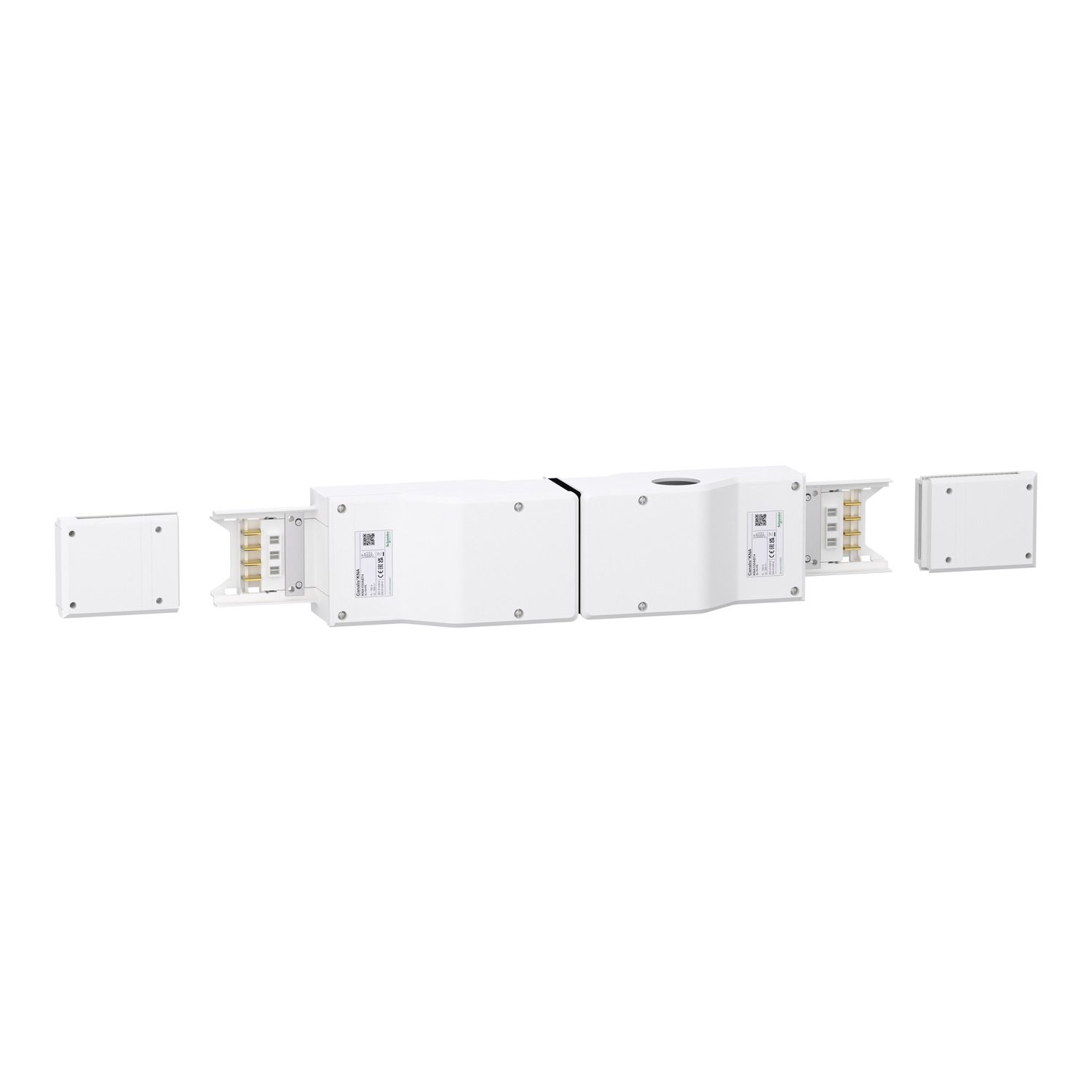 Picture of End feed unit, Canalis KNA, 100A, central mounting, polarity 3L+N+PE/3L+PEN, white RAL9001