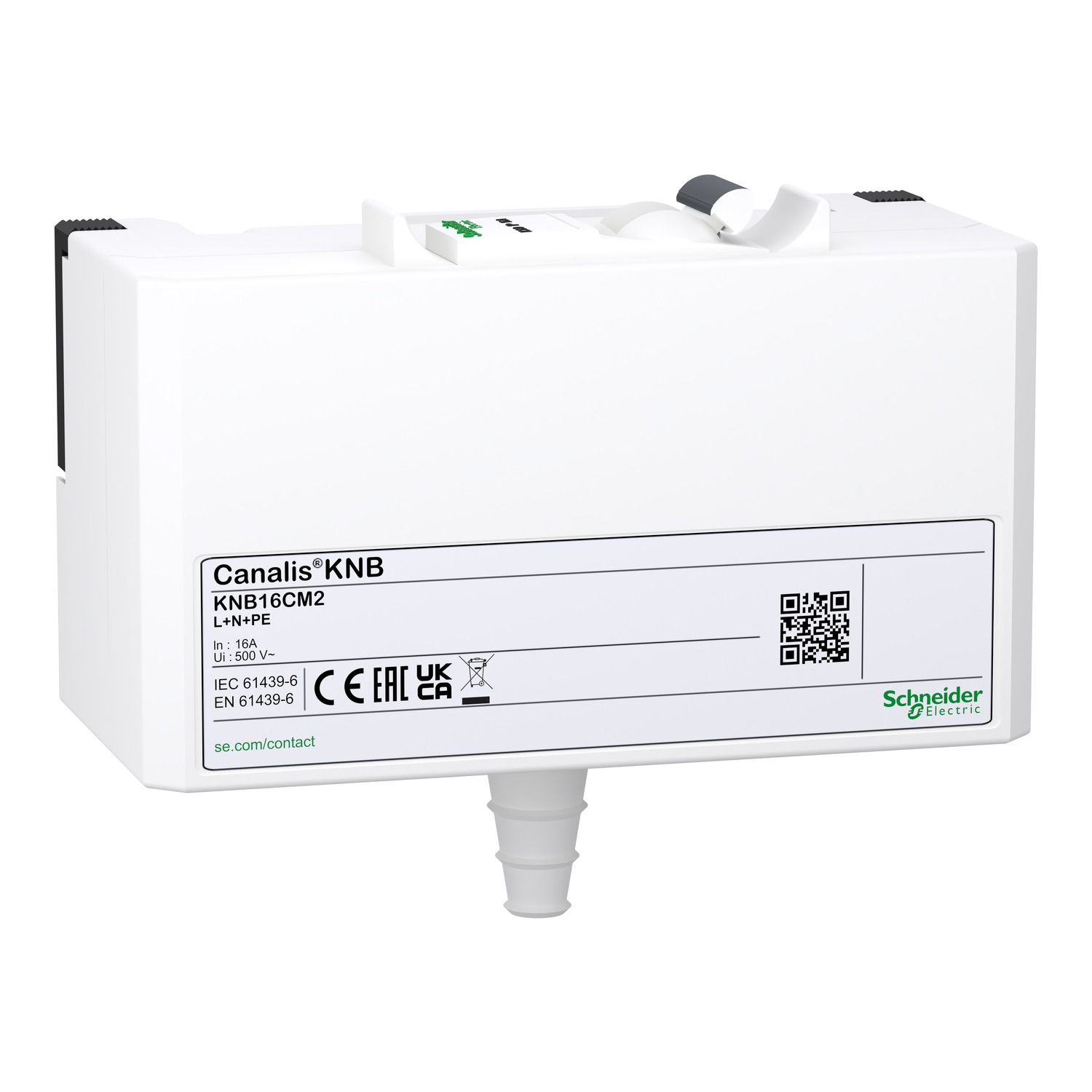 Picture of Tap off unit, Canalis KN, for modular devices, single phase, 16A, L+N+PE, equipped with 1 Acti9 iC60N MCB, IP41
