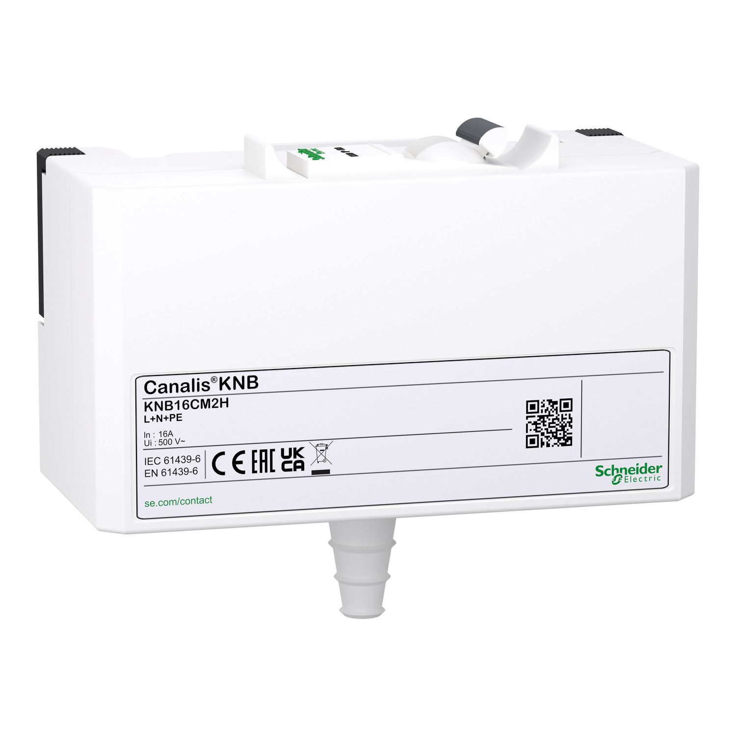Picture of Tap off unit, Canalis KN, for modular devices, single phase, 16A, L+N+PE, equipped with 1 Acti9 iC60H MCB, IP41