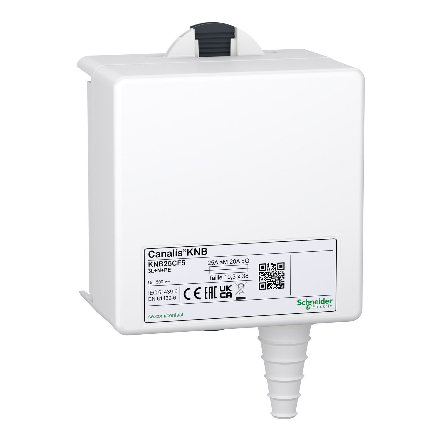 Picture of Tap off unit, Canalis KN, for NF cylindrical fuses, 25A, 3L+N+PE, fuses not provided, IP55