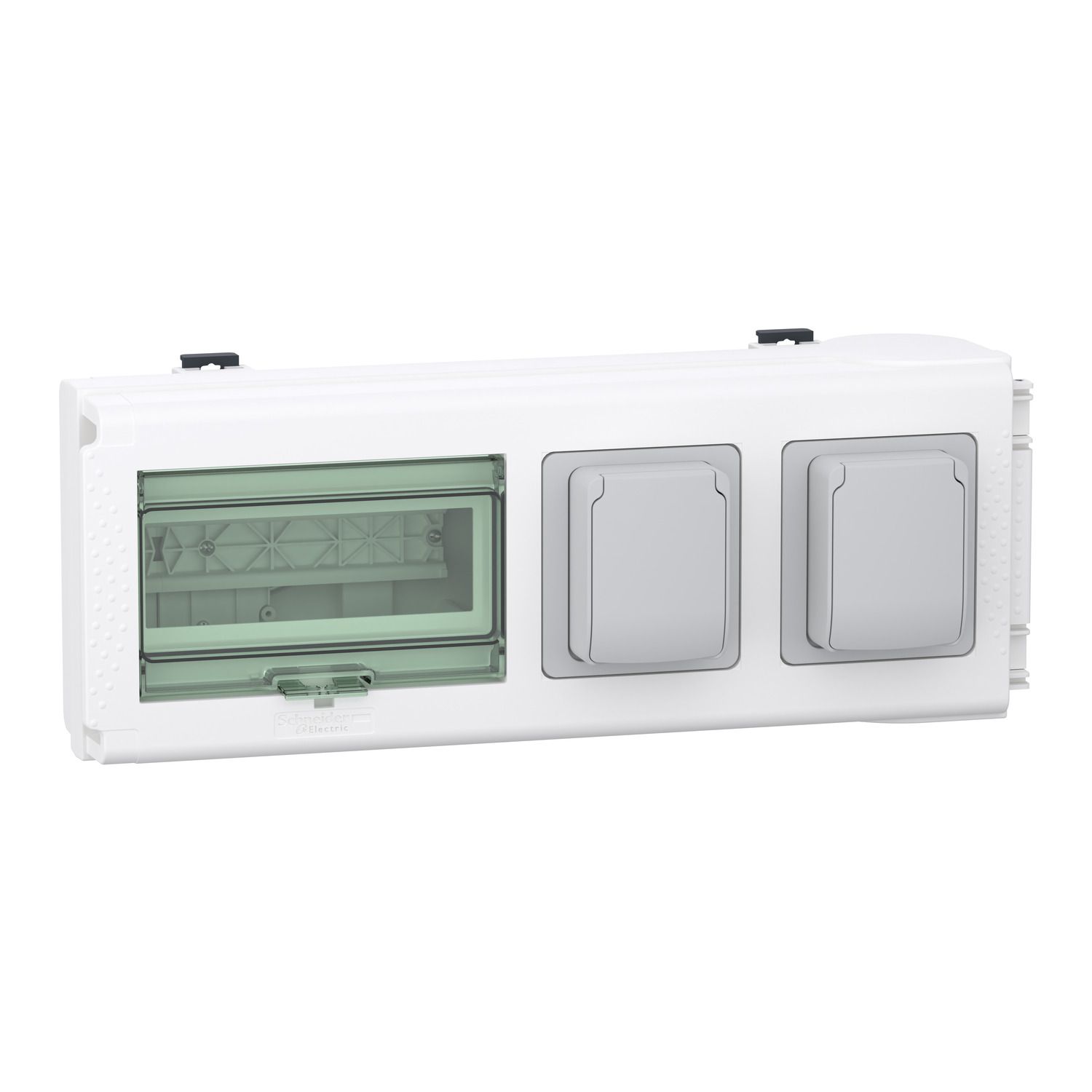 Picture of Tap off unit, Canalis KN, for modular devices, 32A, 3L+N+PE, up to 8 modules of 18mm, with 2 Schuko power sockets, IP55