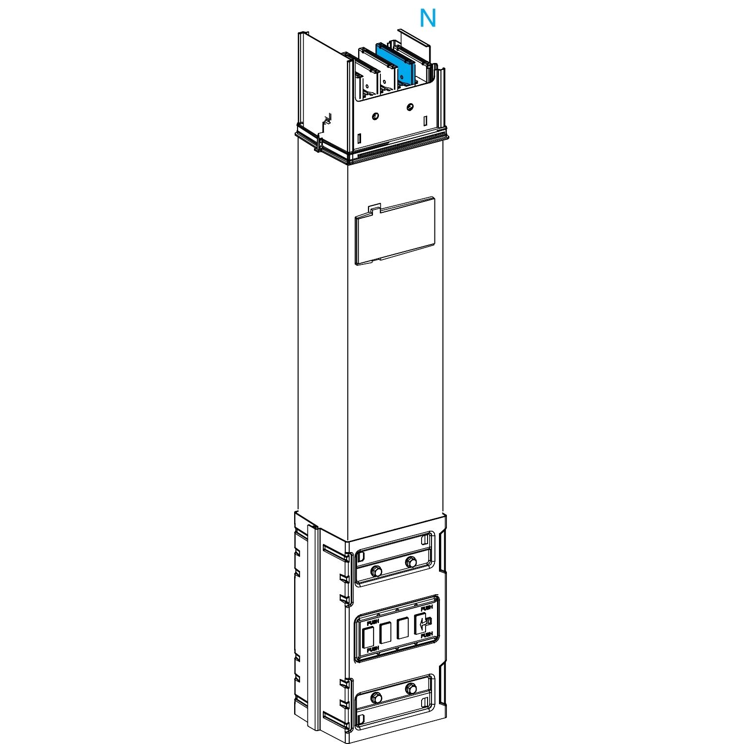 Picture of Vertical distribution length, Canalis KSA1000, aluminium, 800/1000A, fixed length 0.8m, 1 outlet, 3L+N+PE, white RAL9001