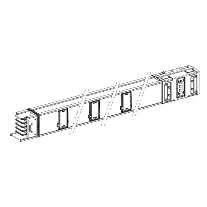 Picture of Horizontal distribution length, Canalis KSA1000, aluminium, 800/1000A, fixed length 2m, 6 outlets, 3L+N+PE, RAL9001