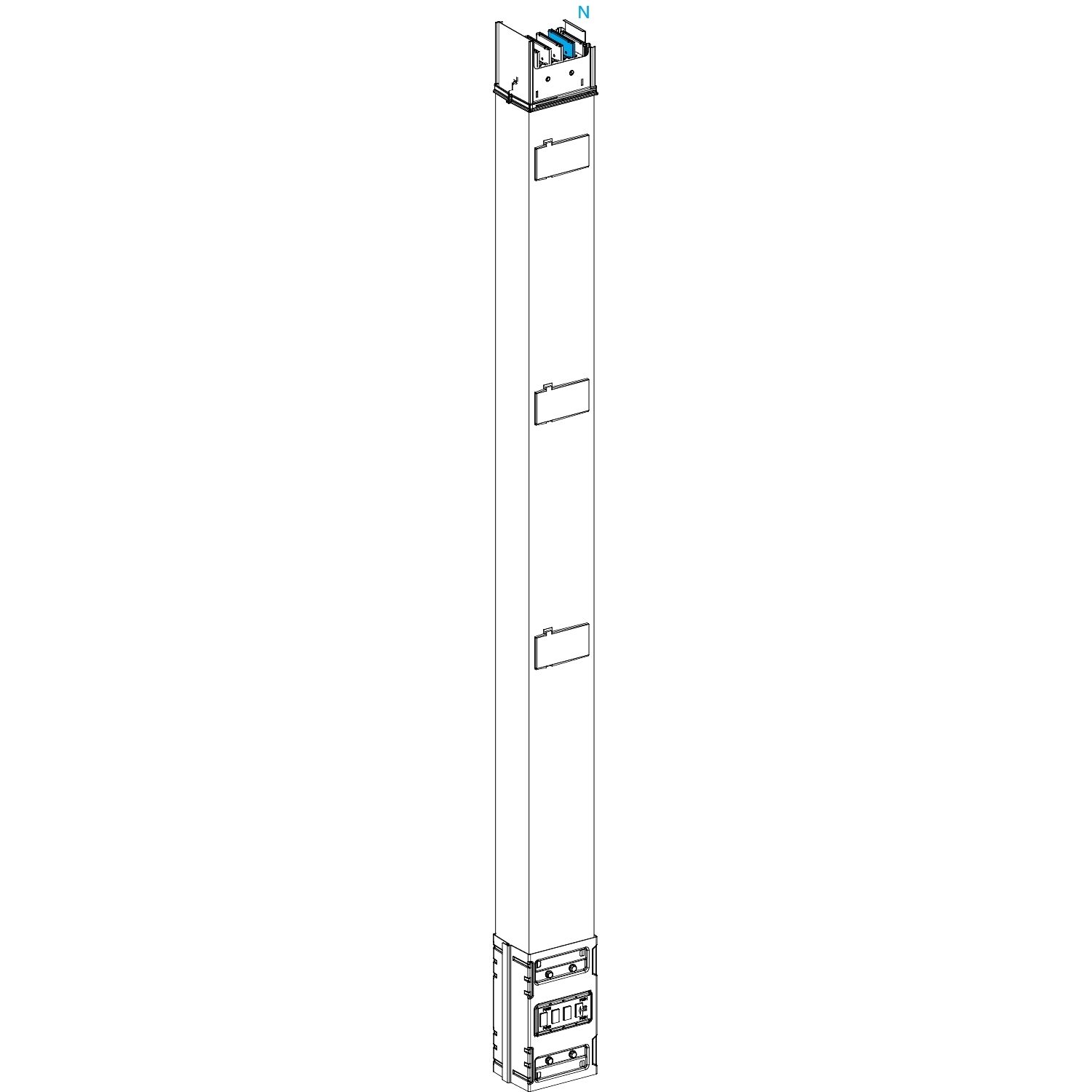 Picture of Vertical distribution length, Canalis KSA1000, aluminium, 1000A, fixed length 2m, 3 outlets, 3L+N+PE, white RAL9001