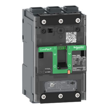 Picture of Circuit breaker, ComPacT NSXm 63H, 70kA/415VAC, 3 poles, TMD trip unit 16A, EverLink lugs