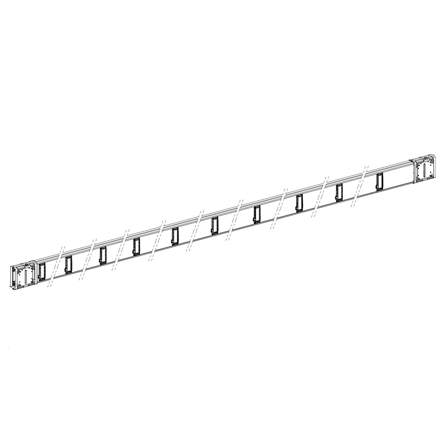 Picture of Horizontal distribution length, Canalis KSA100, aluminium, 100A, fixed length 5m, 20 outlets, 3L+N+PE, white RAL9001